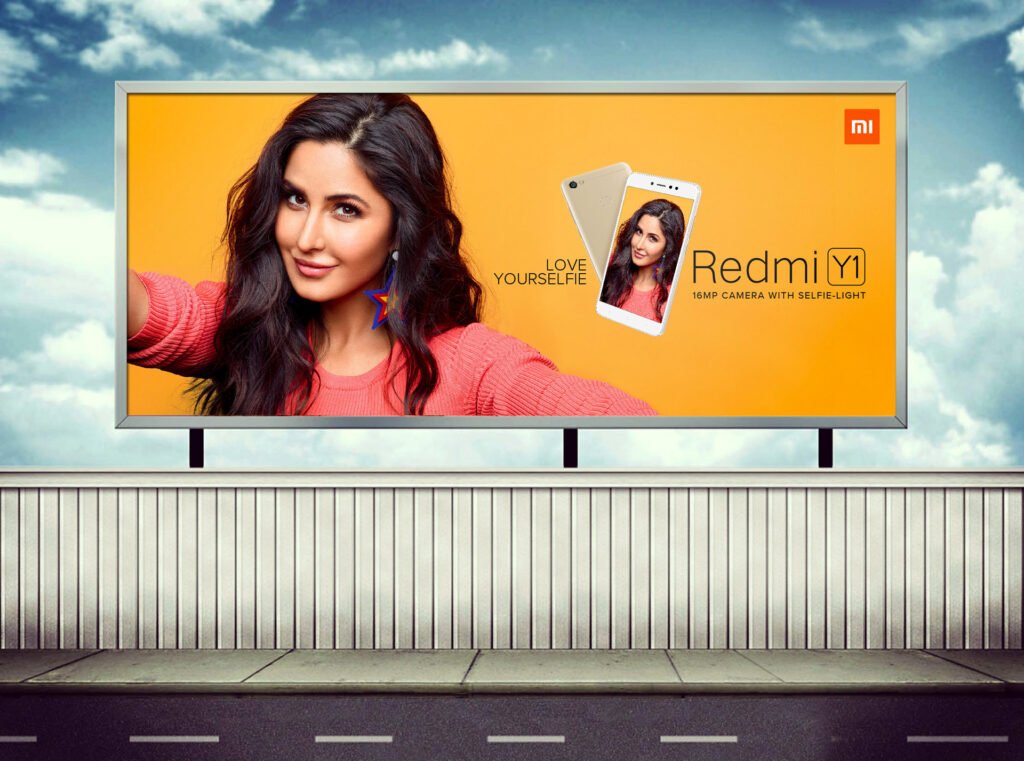 Product Billboard showcasing a smartphone advertisement on a city street