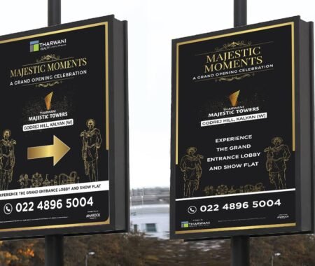 Pole kiosk advertising in Mumbai by ACME Advertising Co., showcasing vibrant street-level branding on high-traffic roads.