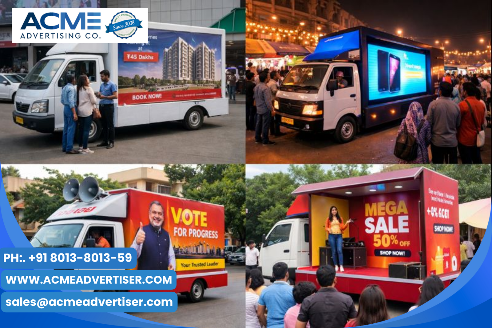 Mobile van advertising in india with Acme Advertising Co