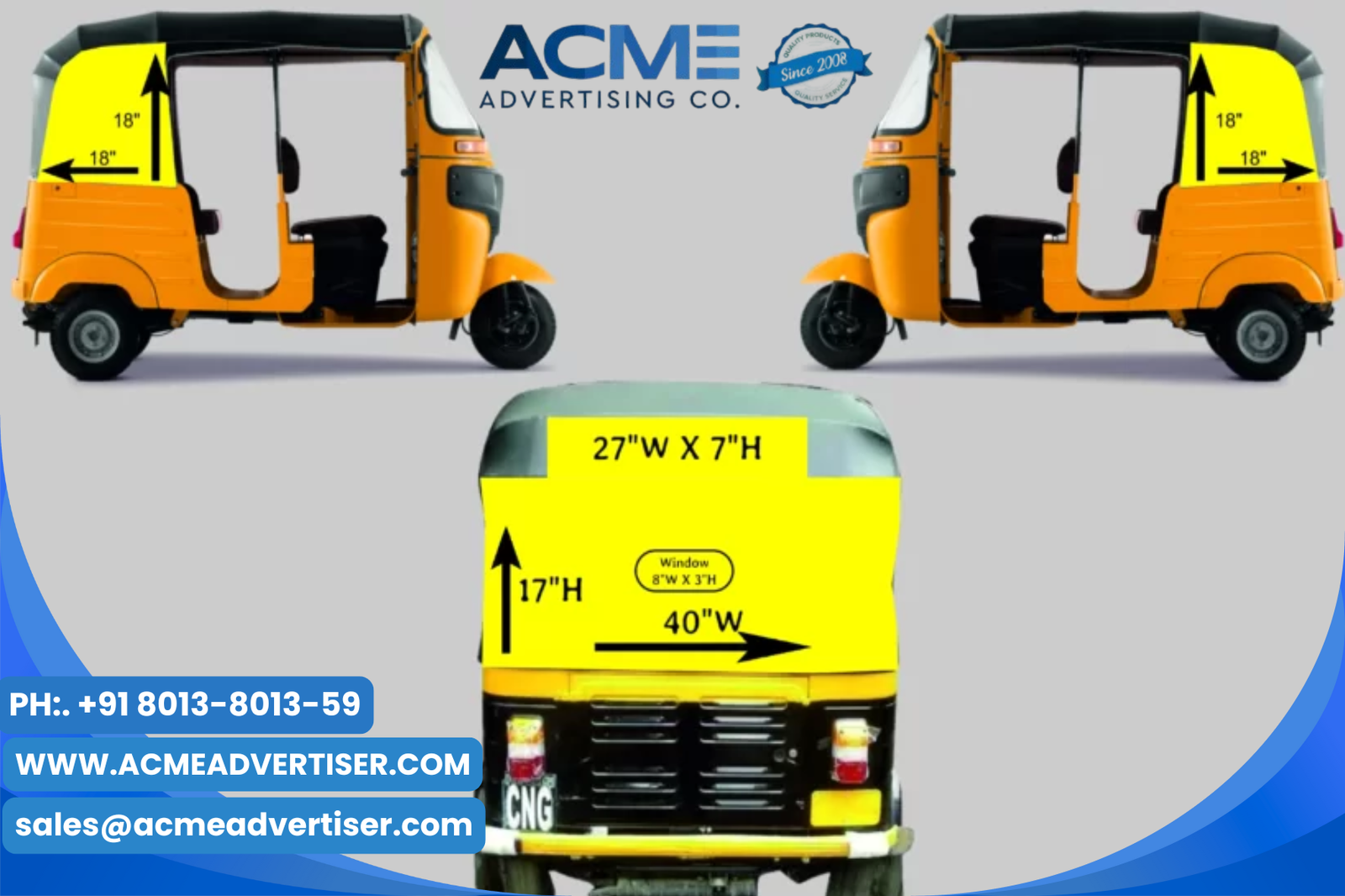 Auto Rickshaw Branding Agency advertising with Acme Advertising Co