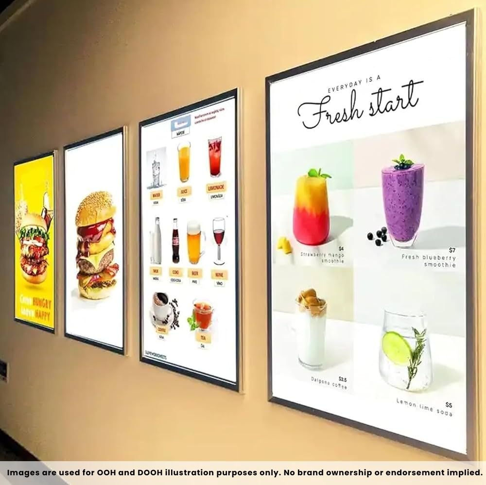 LED Clip On Branding used for illuminated food menu displays enhancing retail visibility and customer engagement