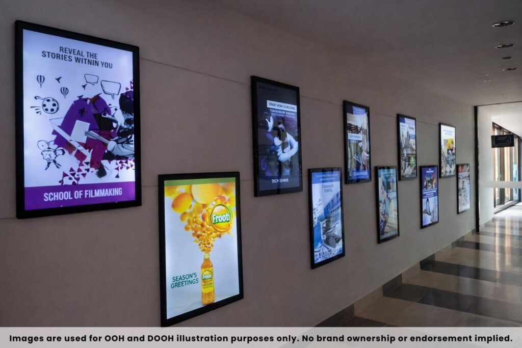 LED Clip On Branding panels installed in indoor corridors for continuous brand visibility and messaging